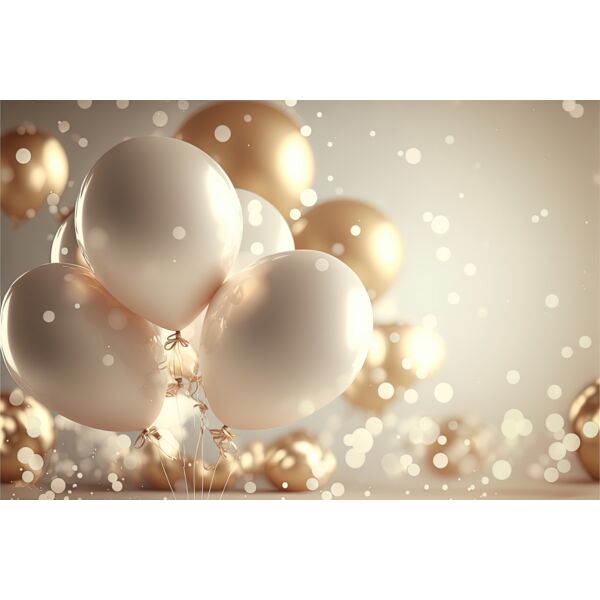 festive luxury background with golden inflatable balloons confetti blurred background with bokeh Thumbnail